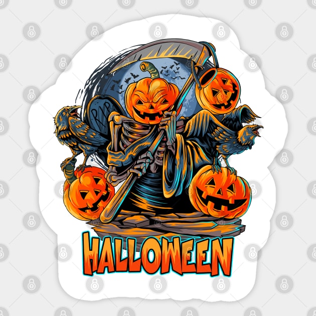 Angel of Death Halloween Jack-o-lanterns Sticker by PosterpartyCo